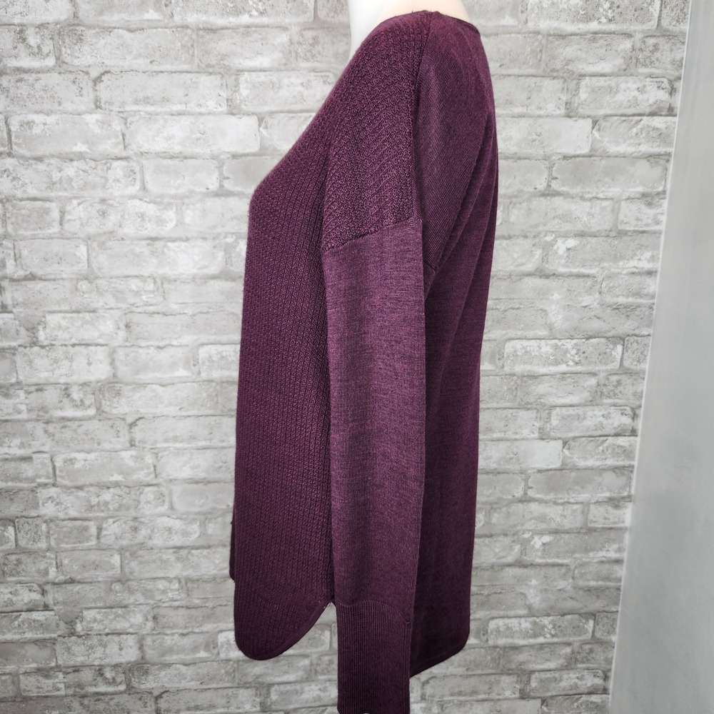 Cynthia Rowley Sweater Purple Extrafine Merino Wool Waffle Knit Casual Large - Picture 3 of 7
